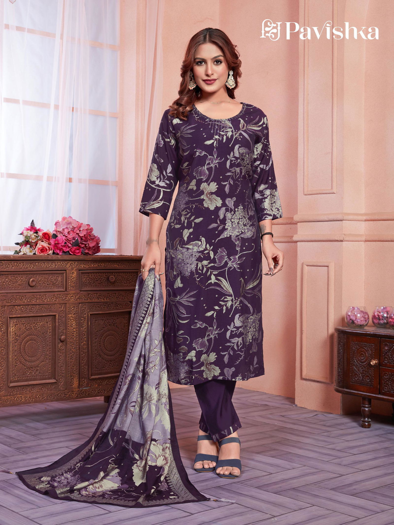 Pavishka Chanderi Modal Silk Printed Kurti With Bottom Dupatta Wholesale Price In Surat